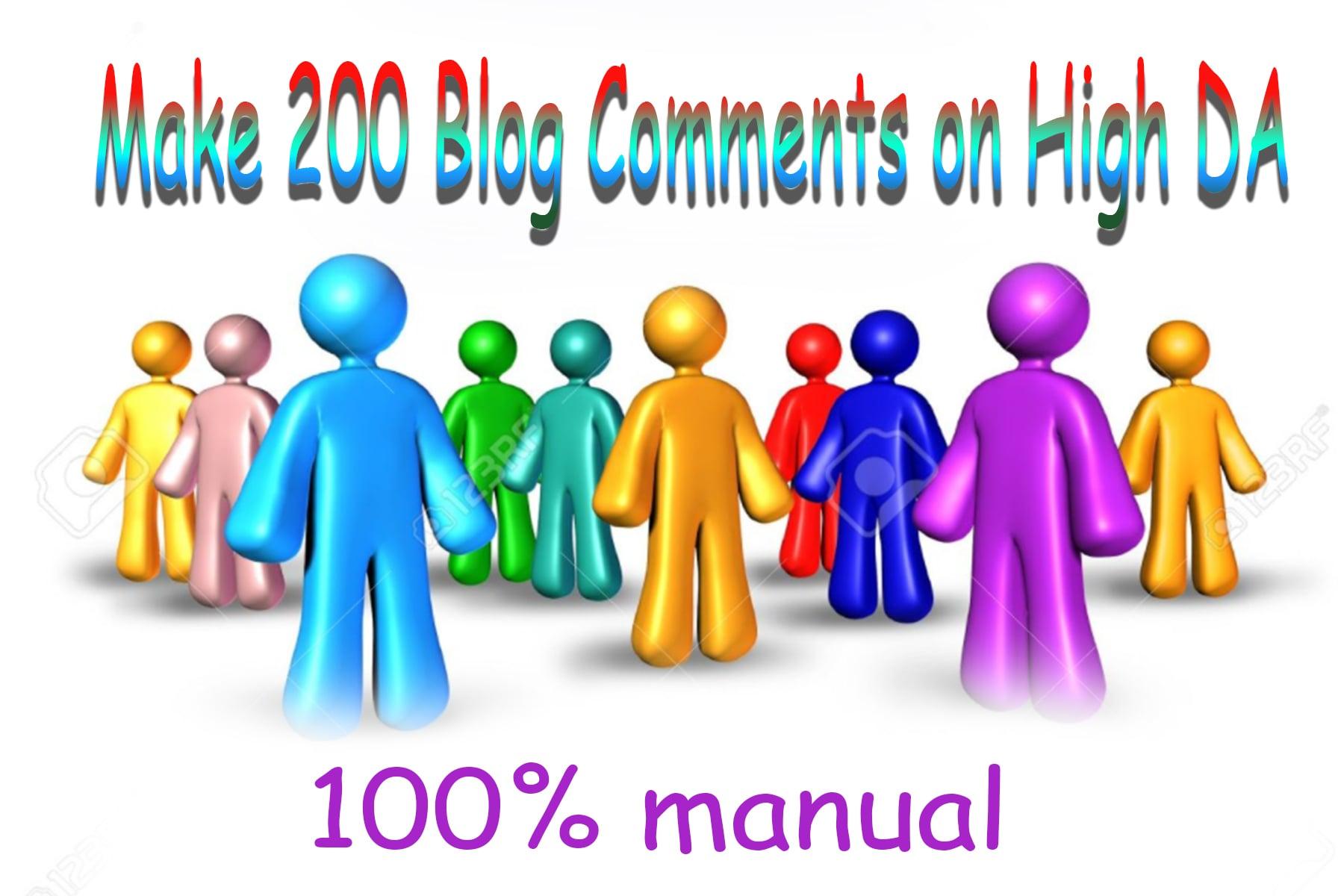 Build Manually 200 high TF, CF Dofollow Blog comments back links on high DA unique blogs