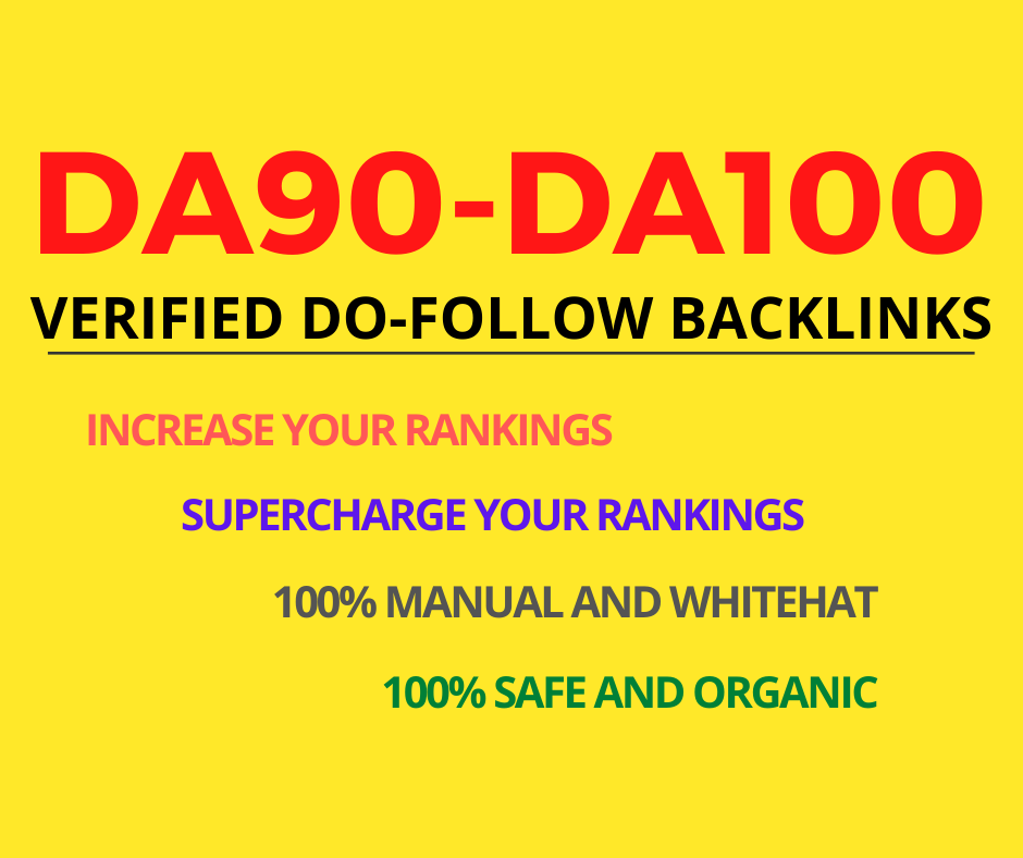 Verified 20 DA90-DA100 High PR Do-Follow Backlinks 