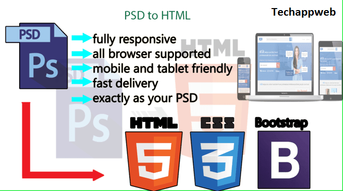 I will convert xd to html, jpg to html, psd to html responsive bootstrap 3,4