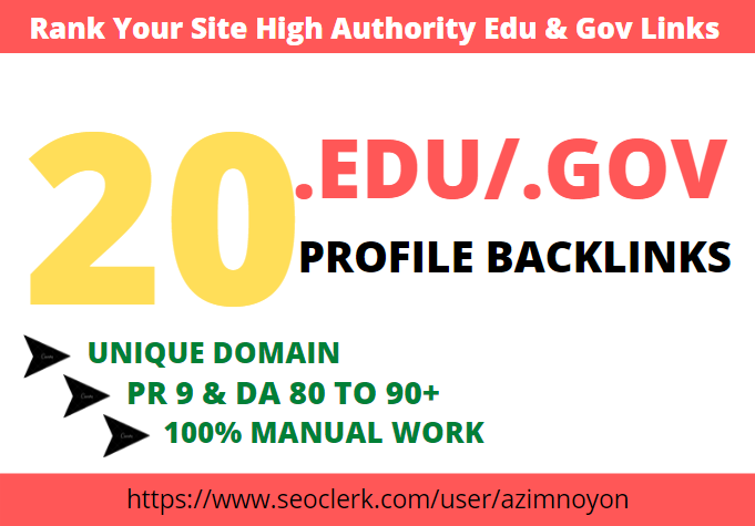 25 .edu/.gov profile backlink manually create from high Authority site