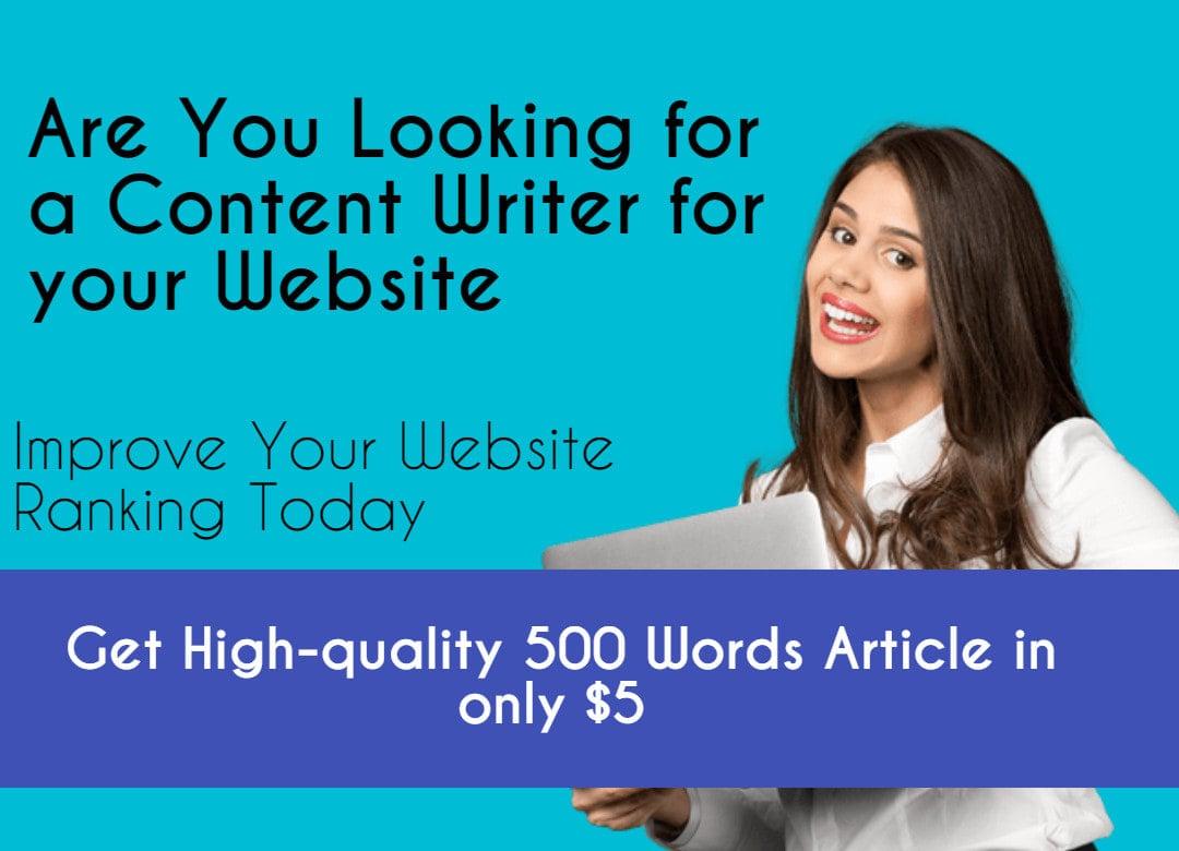 I will be your blog post, SEO article writer, and content writer