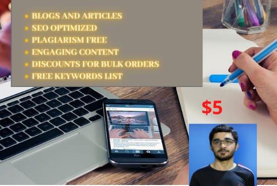 I will be your blog post writer and SEO article writer, content writing