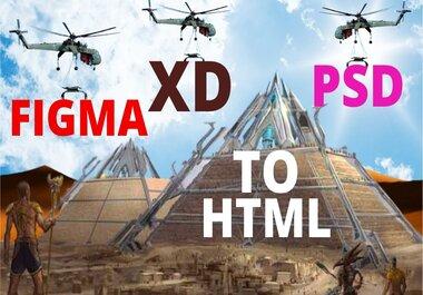 I will convert PSD, XD, FIGMA to html with responsive.