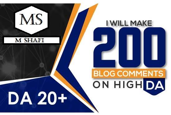 I will Create 200 high quality dofollow blog comments backlinks