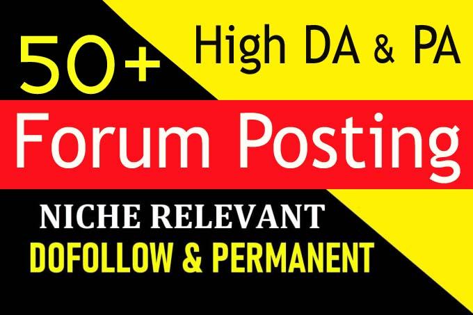 provide high da 50 plus forum posting dofollow backlinks 