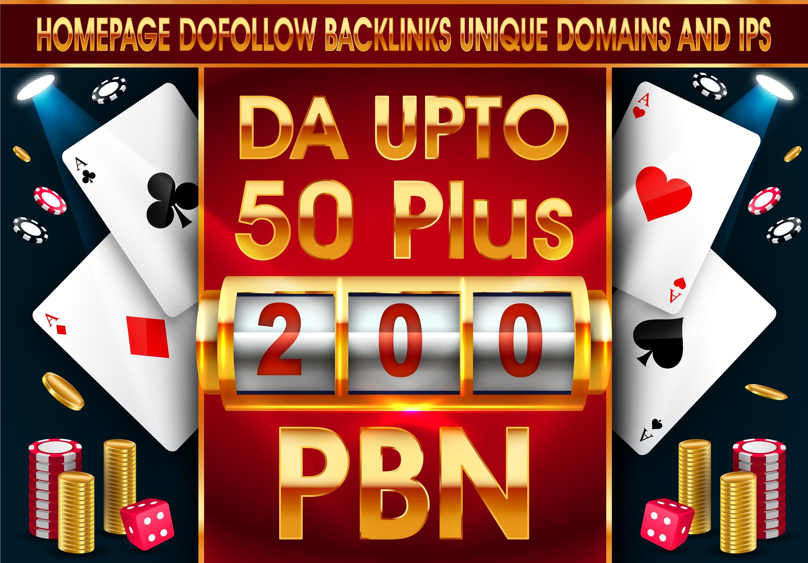PBN DA UPTO 50+ Homepage DoFollow Links for Casino, Poker, Gambling, & Betting