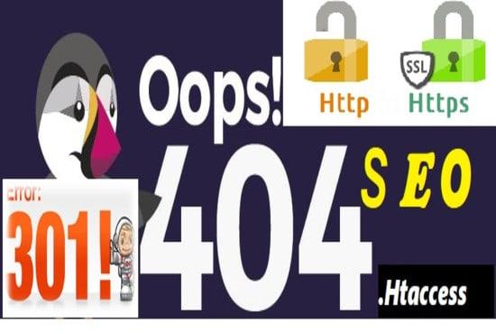 I will fix https,www,redirection htaccess issues,seo,301