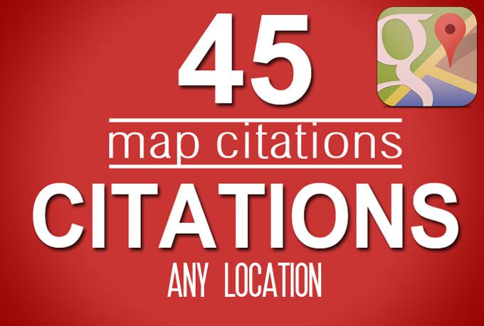 I will create 45 map citations for google local page & business listing