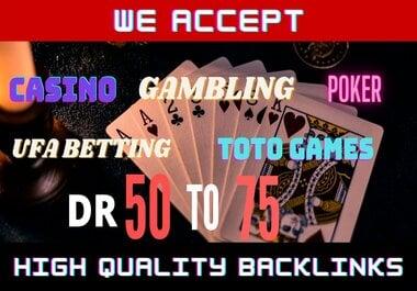 50 prime quality Homepage Backlink Casino, Poker, Gambling DA50+ PA 40+ DOFOLLOW
