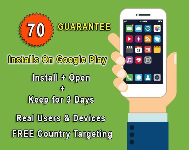 70 Installs on google play from real people and devices 