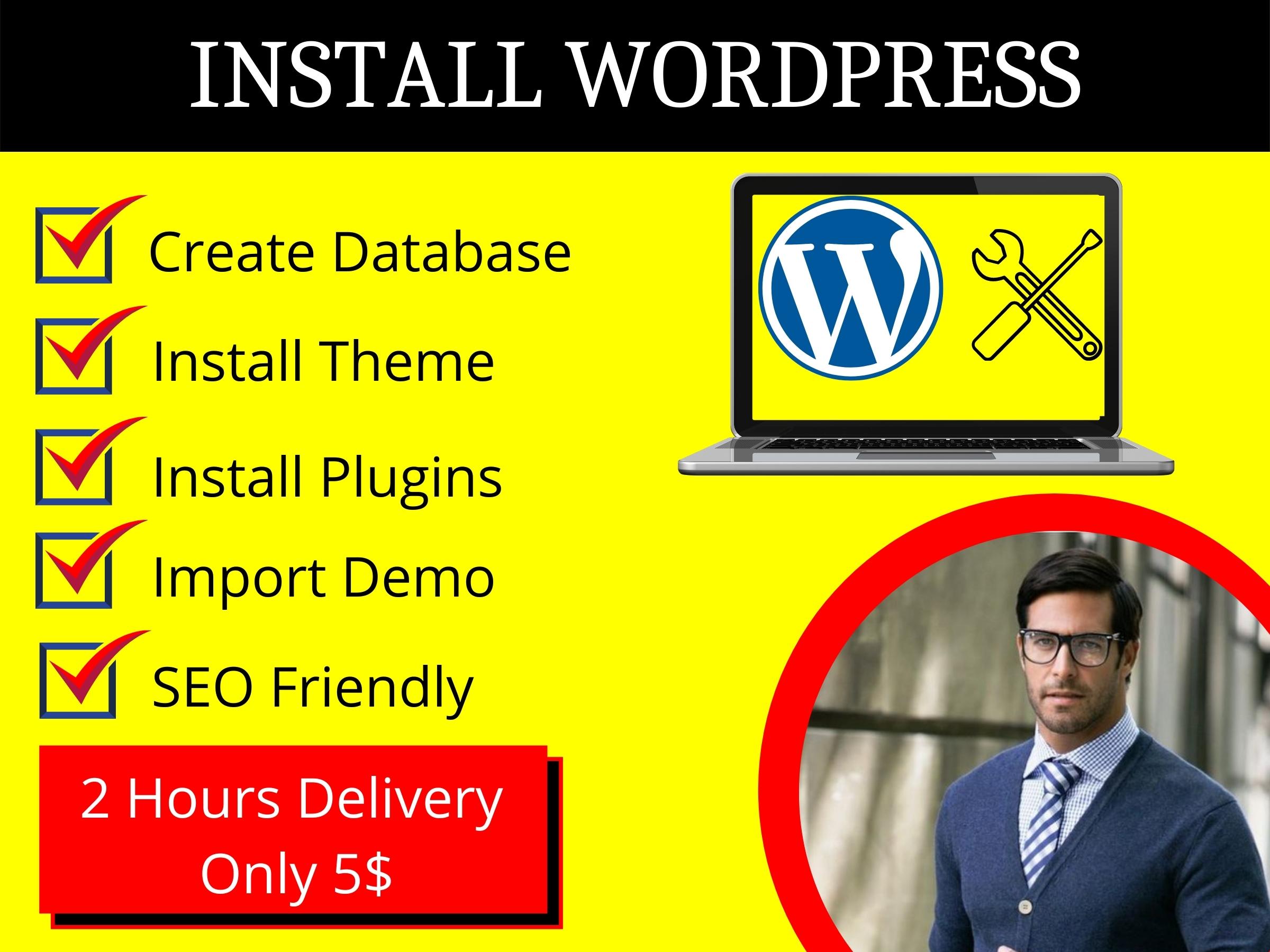 I will install WordPress, setup theme, plugin, demo import, and customization.