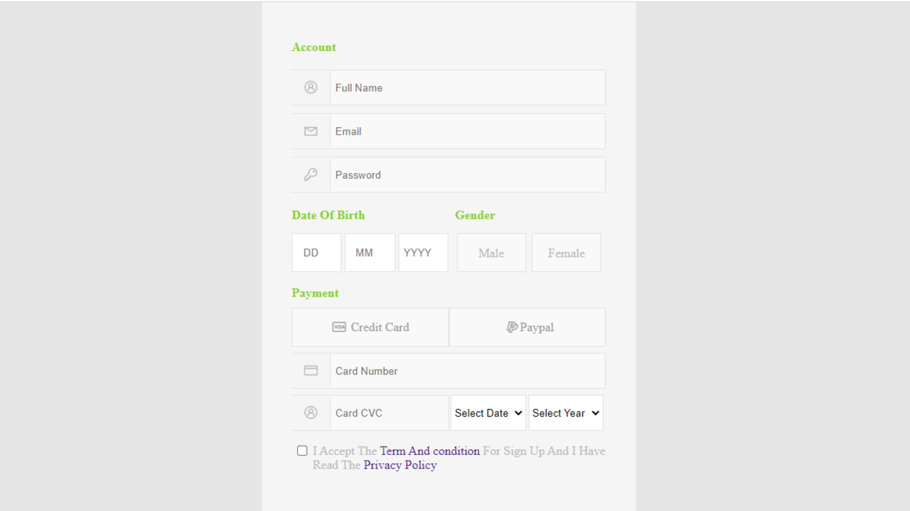 Sign Up & Registration Html Form Template