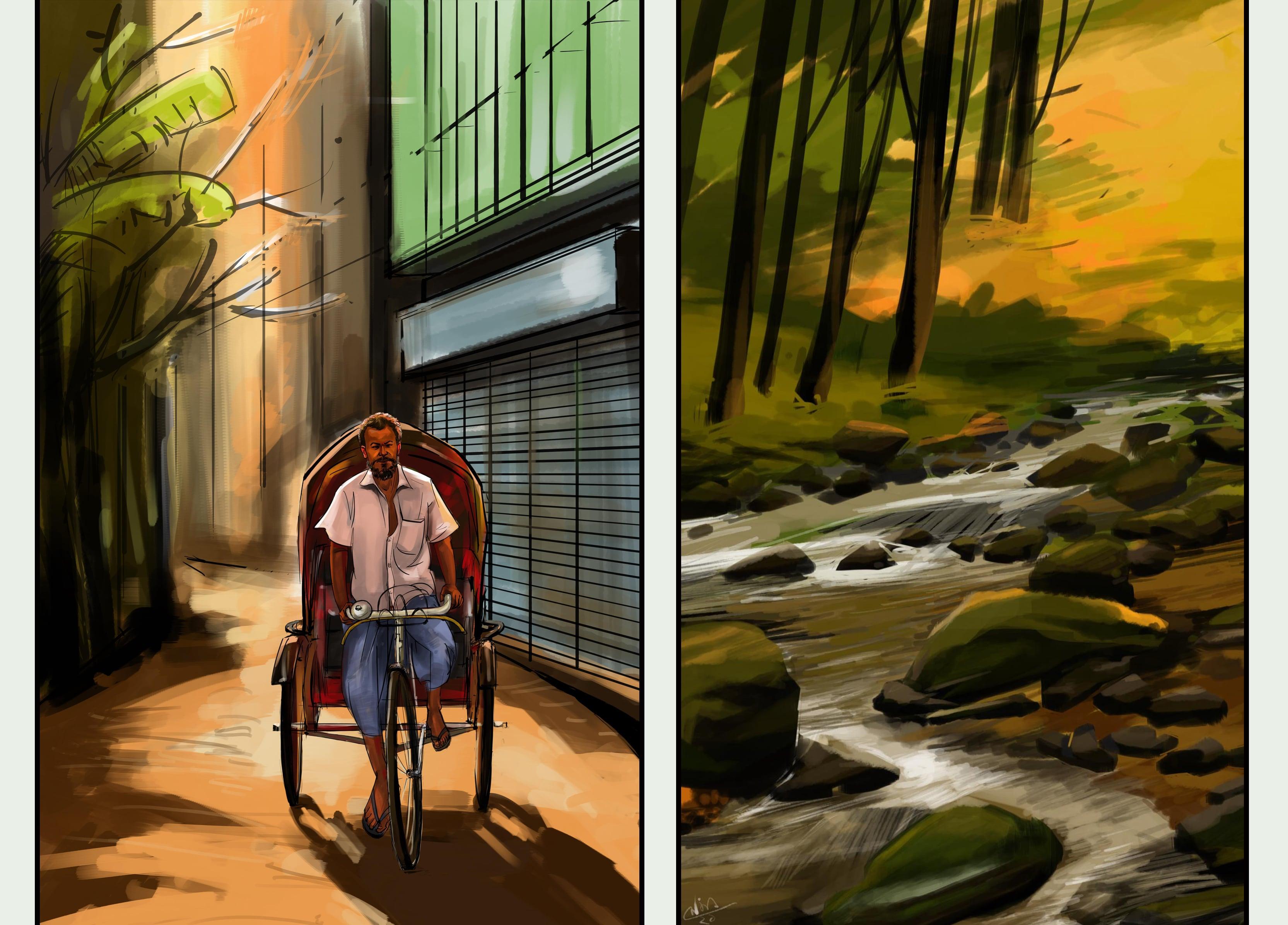 free hand character illustration