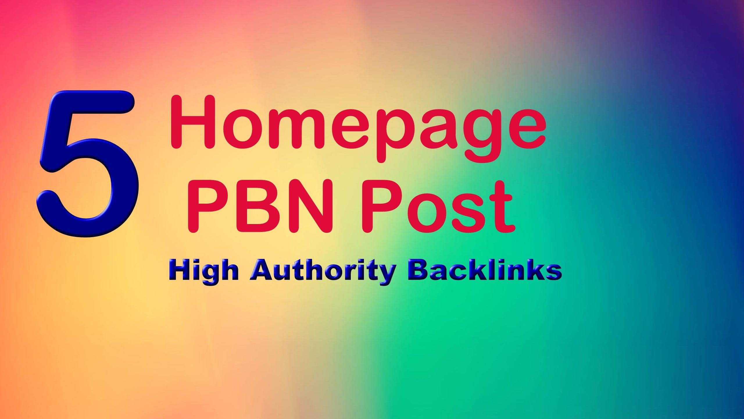I will Make 5 High Quality DA PA CF TF Homepage PBN backlinks 