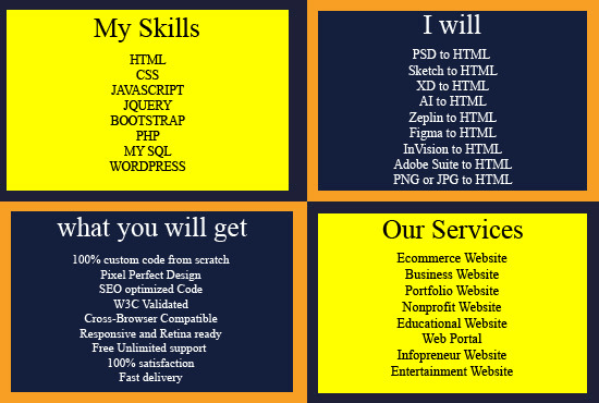 I will convert psd to html, xd to html with responsive bootstrap 4