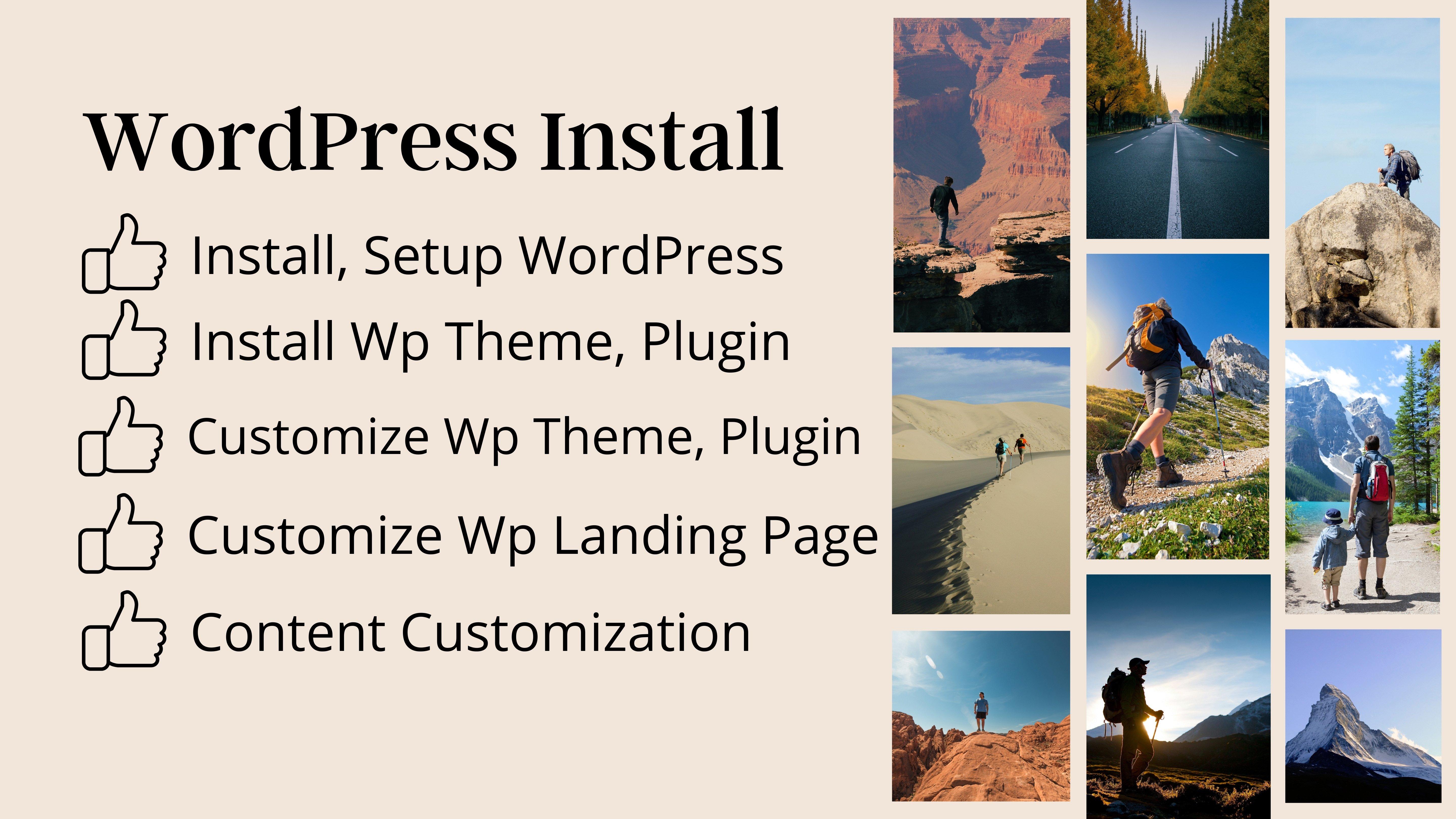 I will install WordPress, set up a theme, do customization within 12 Hours