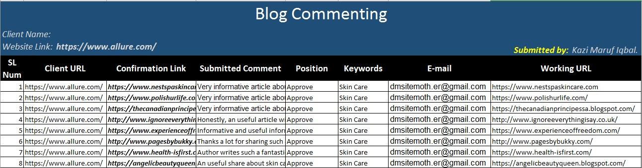 I will manually do 55 niche relevant blog comments for your website