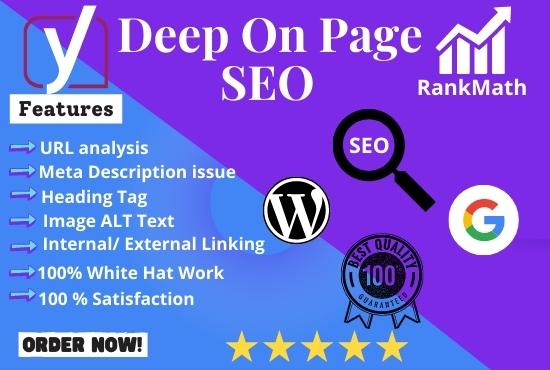 I will do deep on page SEO with yoast seo and rank math plugin