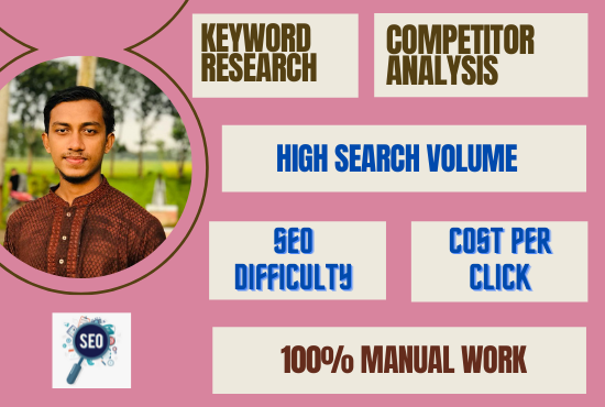 I will do manually 80 keyword research and 1 competitor analysis 