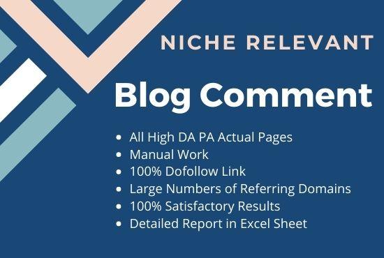I will provide 100 niche relevant Blog Comments and High Authority Backlinks