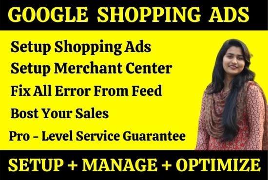 setup google shopping ads campaign and fix merchant center