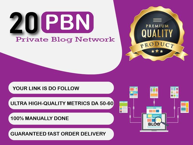20 Homepage High-Quality PBN Backlinks DA-50+