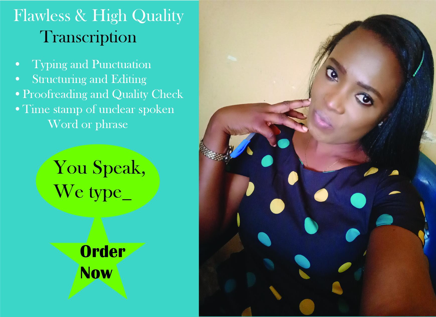 Professionally synced closed captions or .Srt and transcription of up to 30min for your video