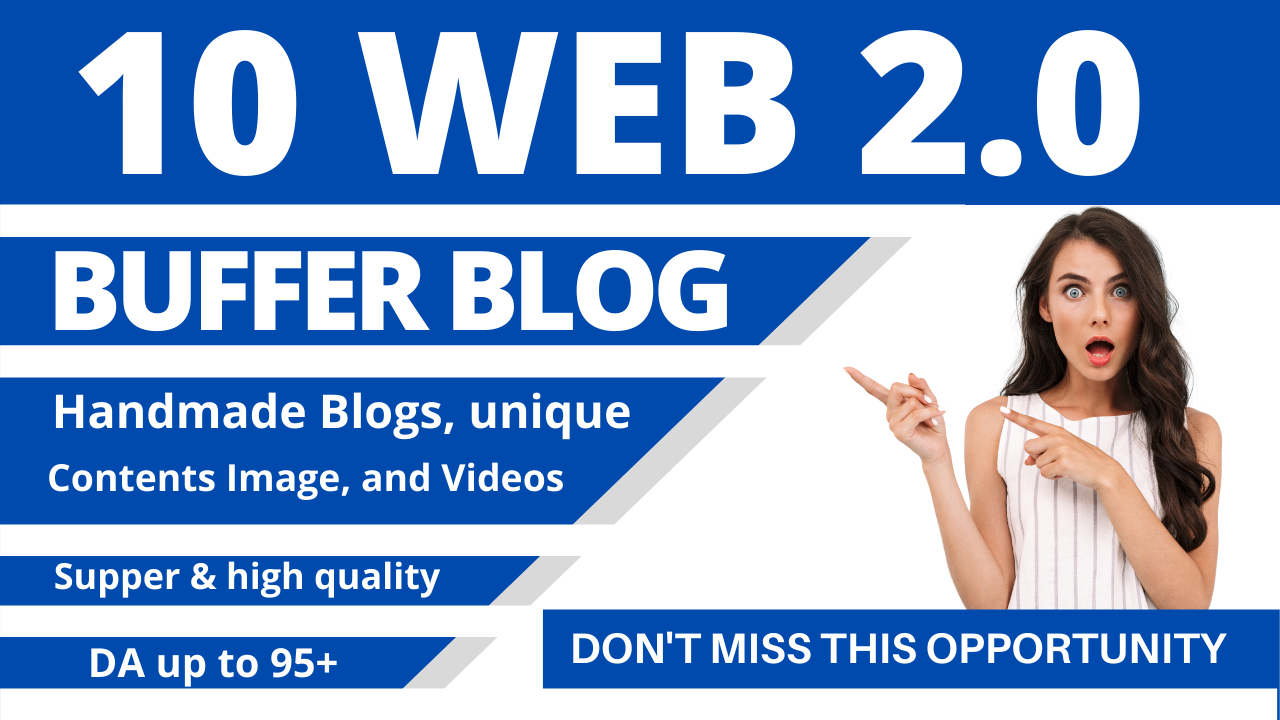 I will create 10 high authority do follow permanent web 2 0 backlinks Da 90 White hate seo