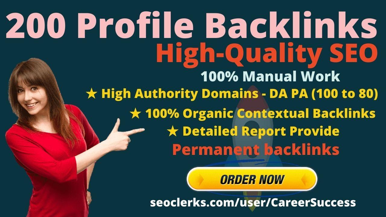I will do high authority profile backlinks 200 profile creations