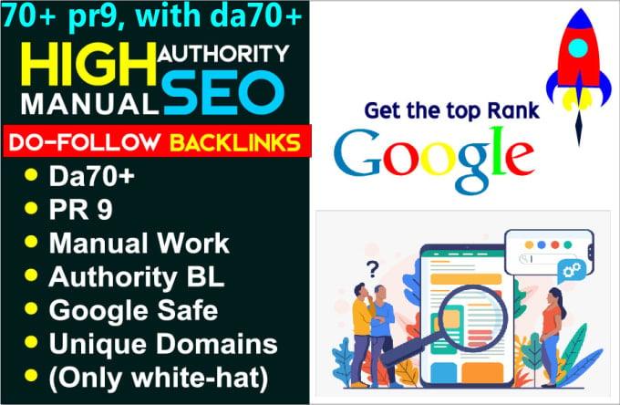 I do 70+ pr9, with da70+ high authority SEO backlinks service, link building