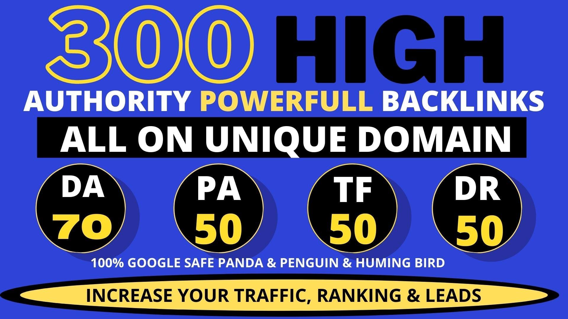 Get Powerfull 300+ Backlink with high DA PA with Unique website