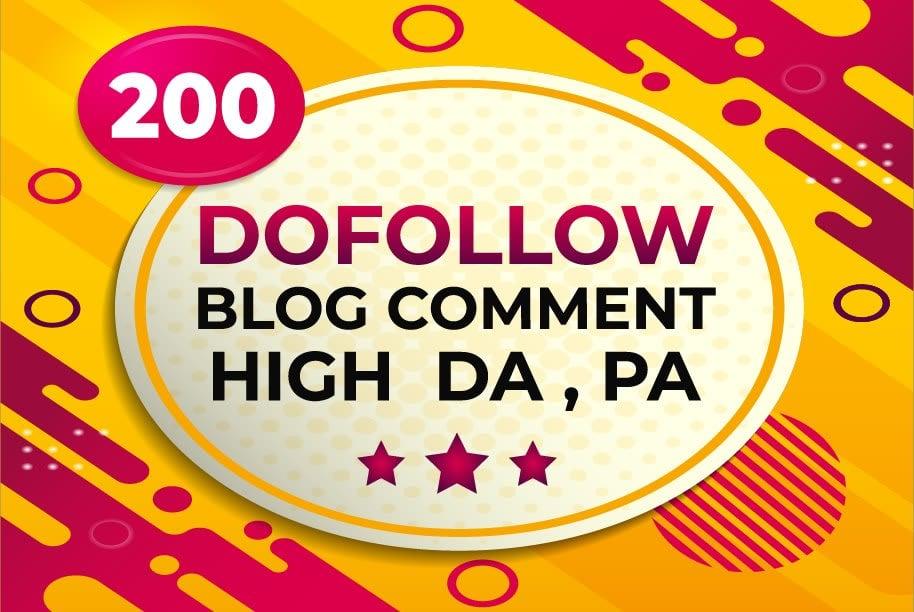 I will provide 200 dofollow blog comments seo backlinks on high authority sites