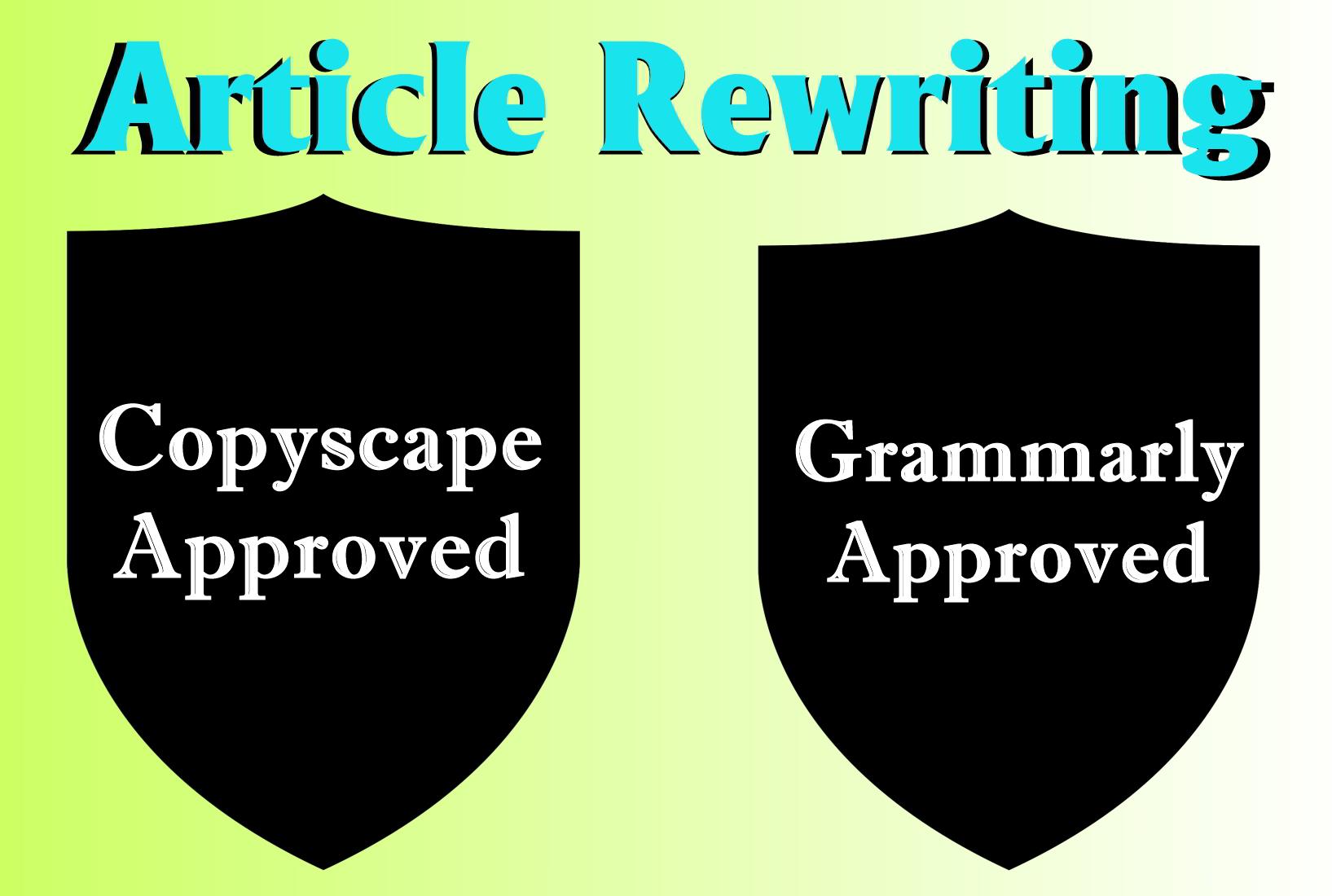 Article Rewriting - SEO improved and completely unique content guarantied