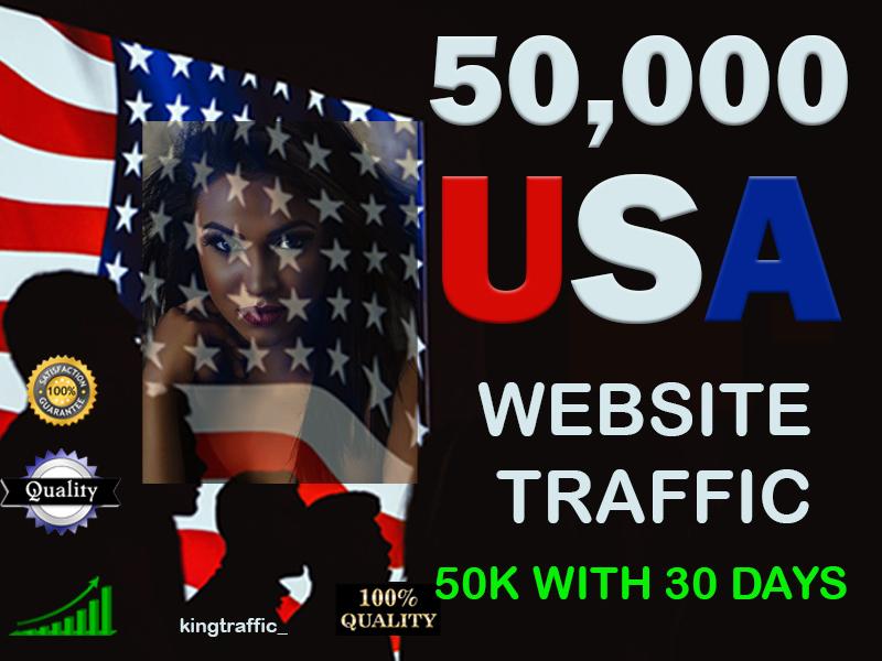 50,000 Real and Organic USA target web traffic within 30 Days 