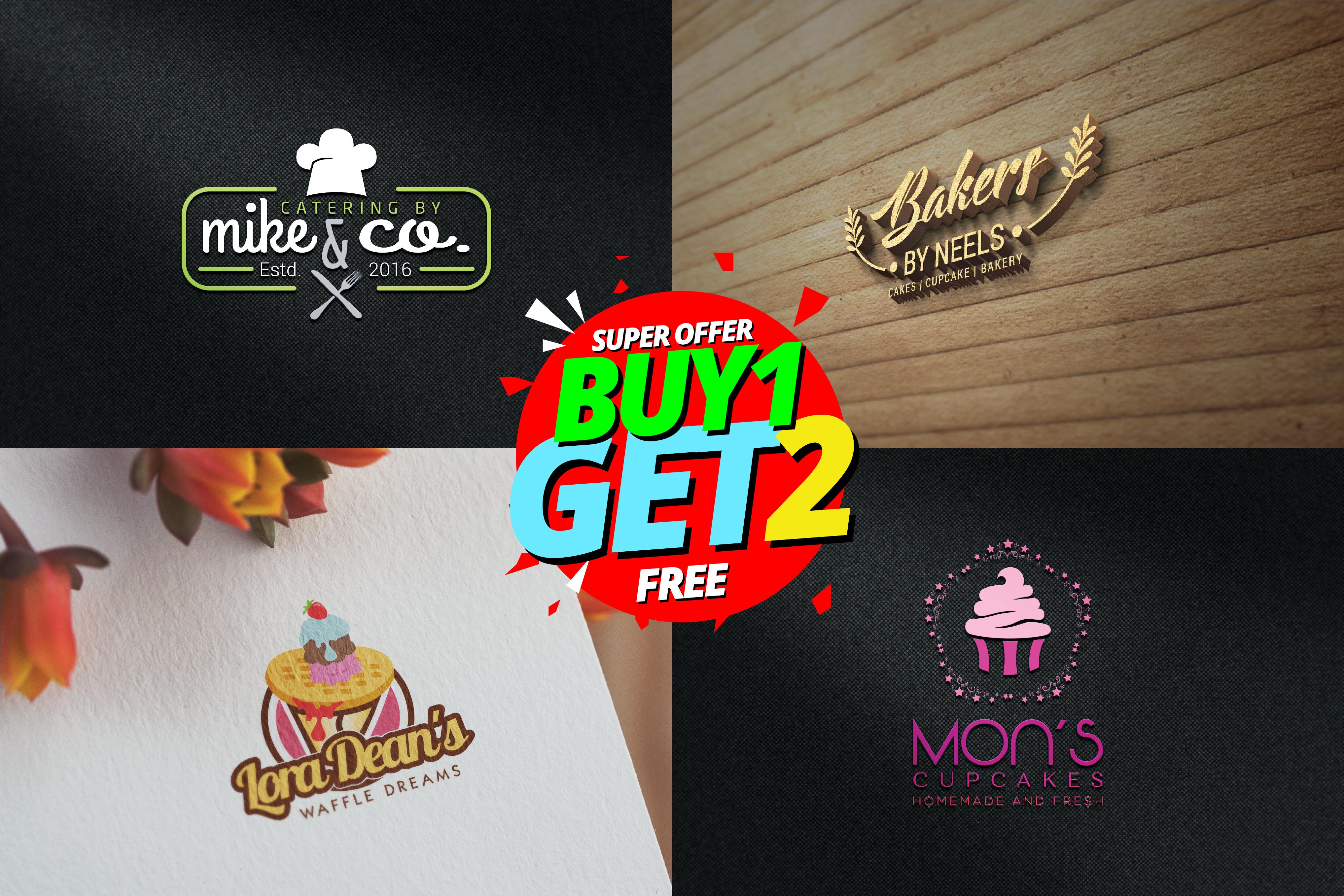I will design 3 cupcake bakery restaurant chef food logo design