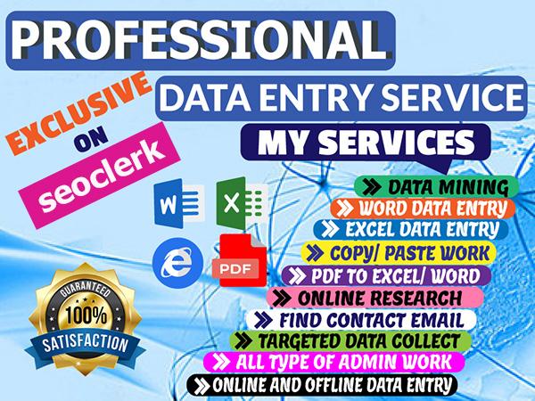 I will do data entry work within 24 Hours