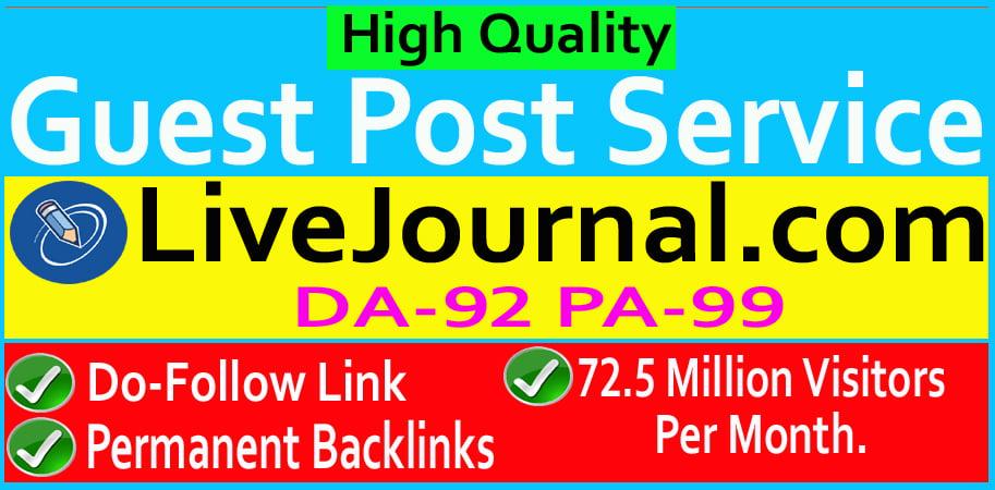 I can write and publidh high quality dofollow guest post on LiveJournal.com DA93 