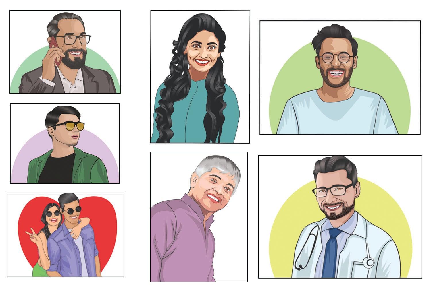 I will create realistic cartoon vector portrait from your photos