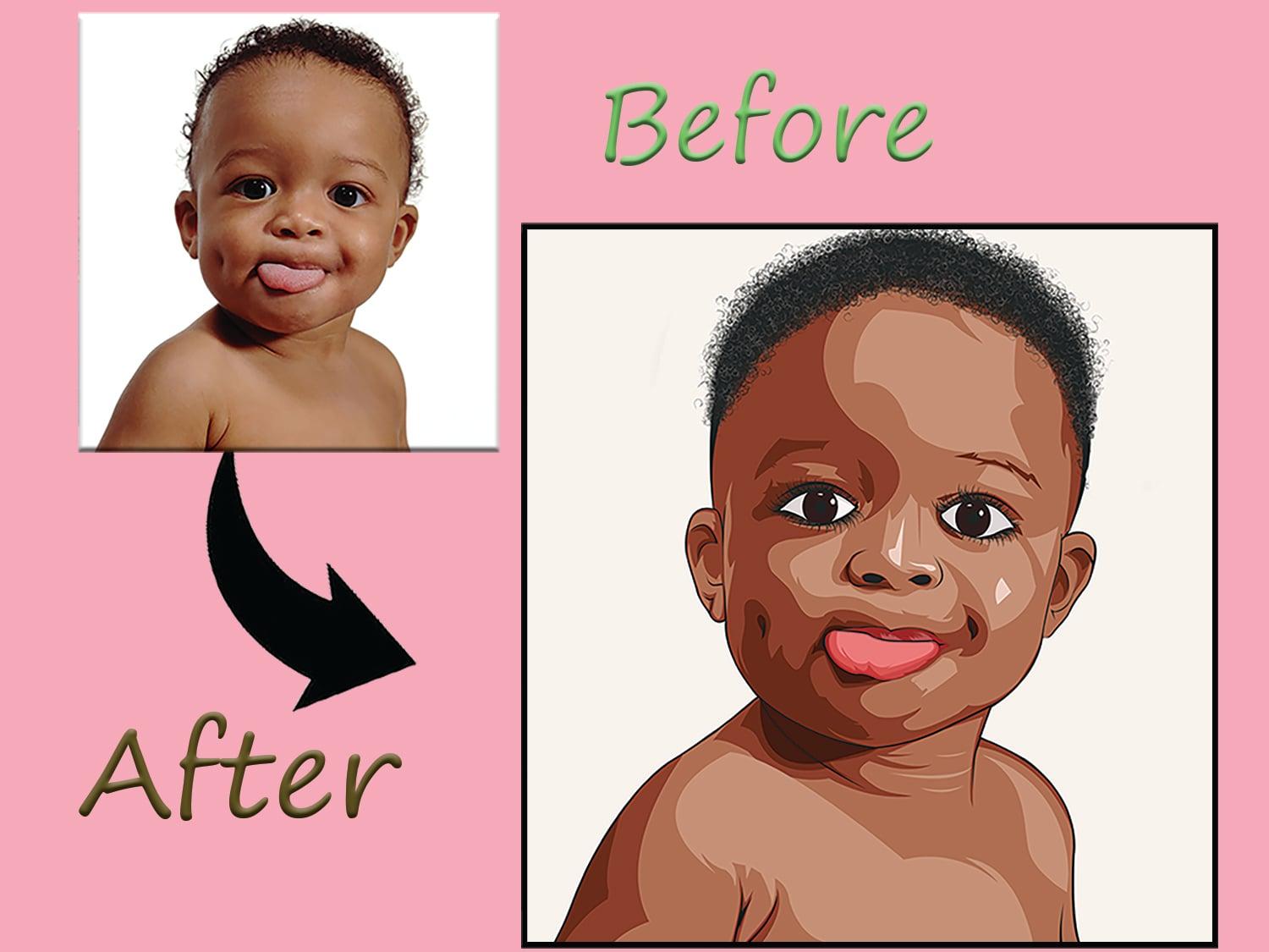 I will create realistic cartoon vector portrait from your photos
