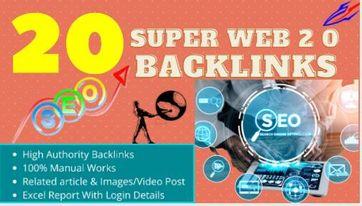Manually build 20 super web 2 0 backlinks for google ranking