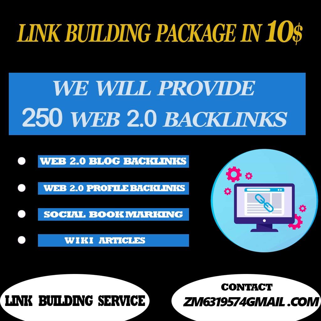 manually 250+ web 2.0 mix backlinks 