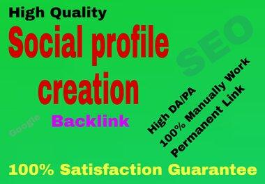 I will create 50 High Authority Social Profile Creation backlinks building 
