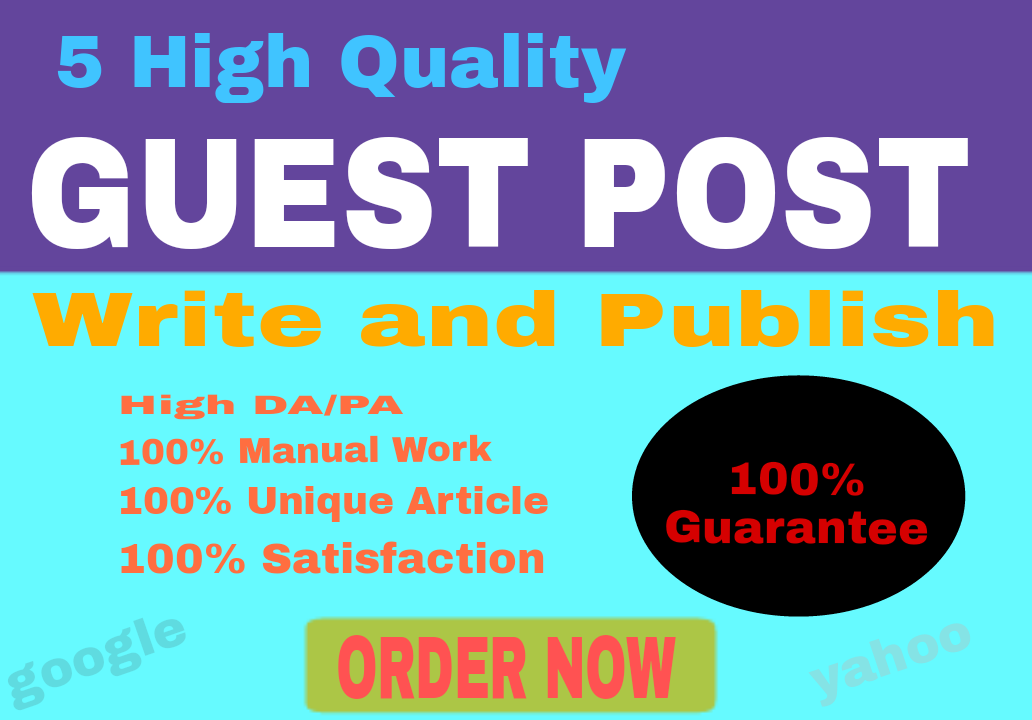 Write and Publish 5 Guest Post on High DA website with Dofollow Backlinks