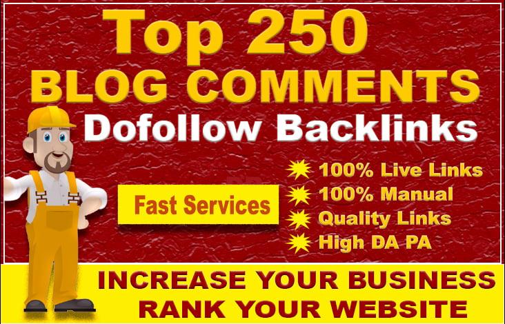 Create 250 dofollow blog comment seo backlinks on low obl sites