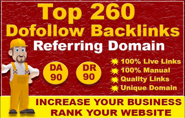 provide manual white hat 260 dofollow seo backlinks for website ranking