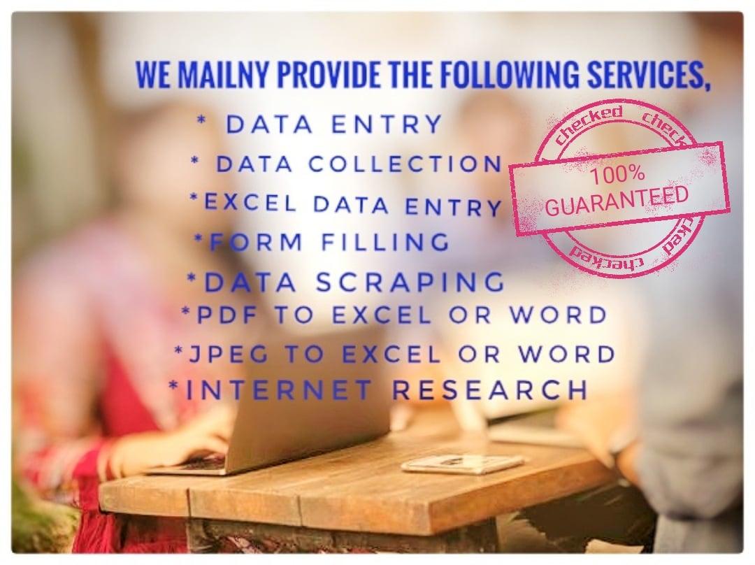 Data Entry Project will be done with Care and Accuracy. 