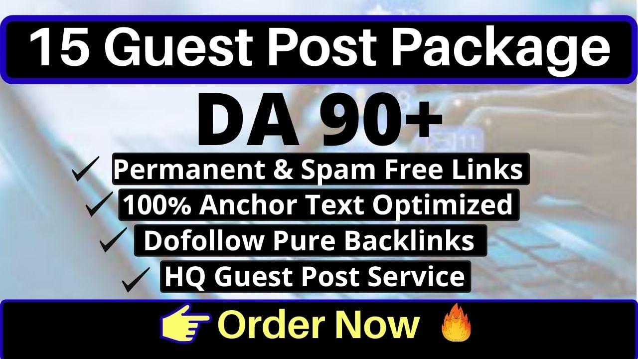 write Guest post on 15 High DA Websites with Unique Content DA 50-90+ with permanent backlinks