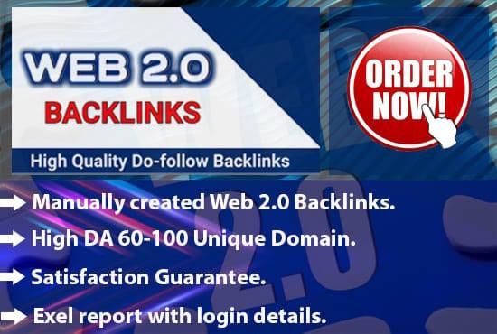 I will provide web 2 0 backlinks manually 