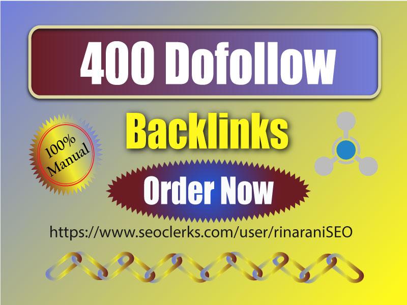 Create 400 SEO Do-follow Backlinks for rank your website high in Google ranking ﻿