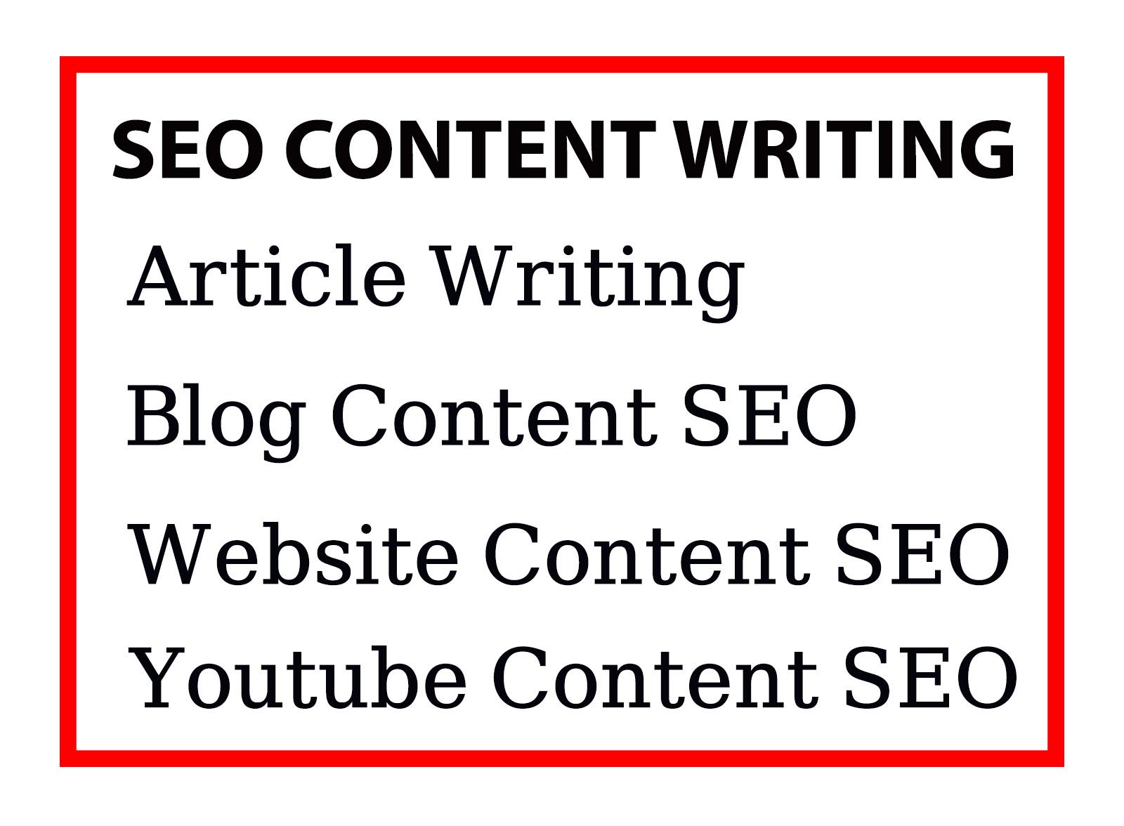 I will do SEO article writing, website content and blog writing